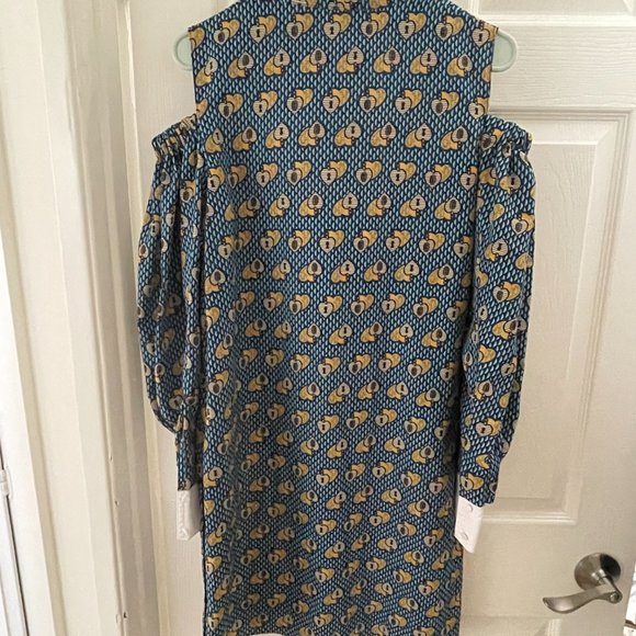 Fendi Women's Blue Heart Cold Shoulder Mini Shirt Dress Size 38 - Picture 7 of 11